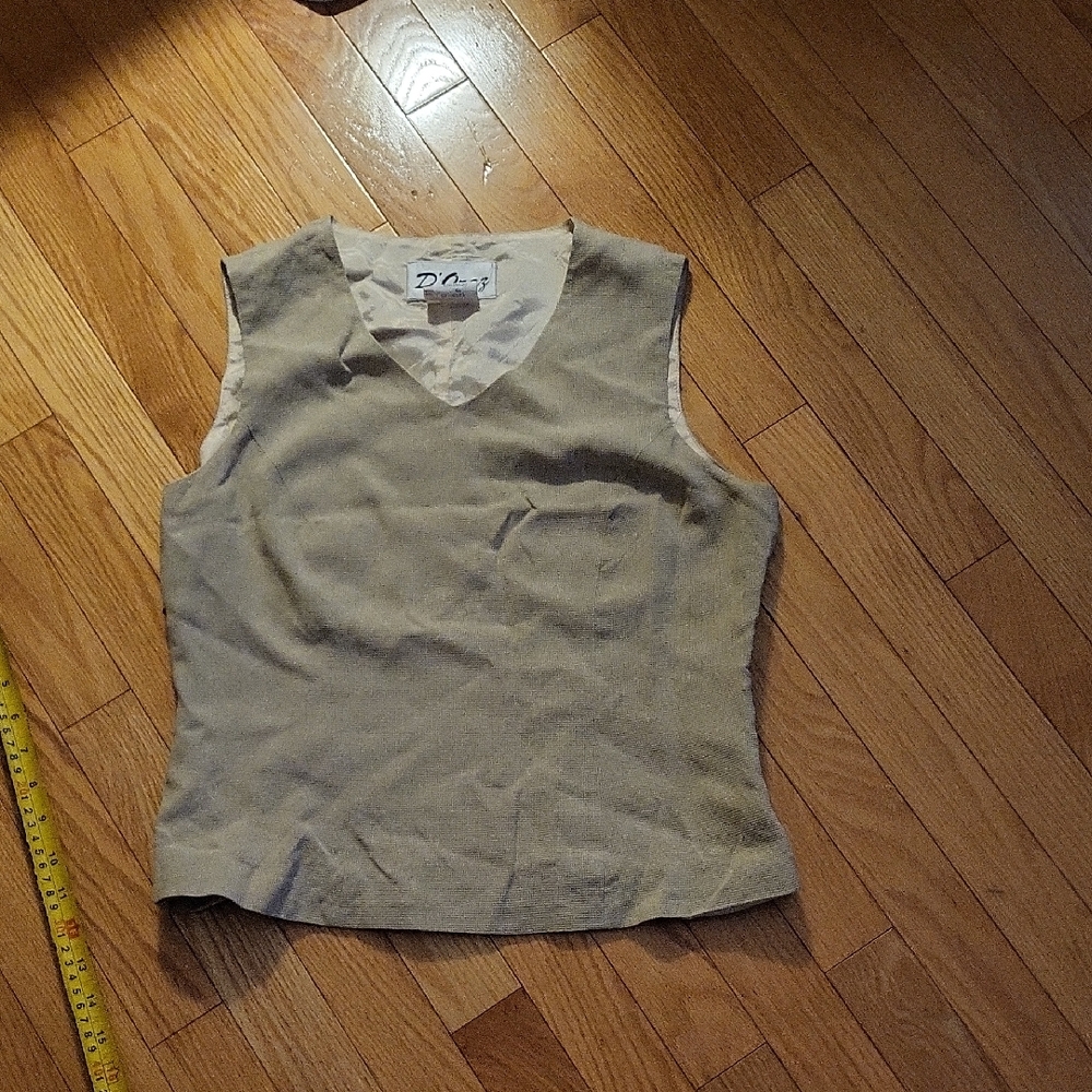 Sleeveless V-Neck Women's Top in Light Beige